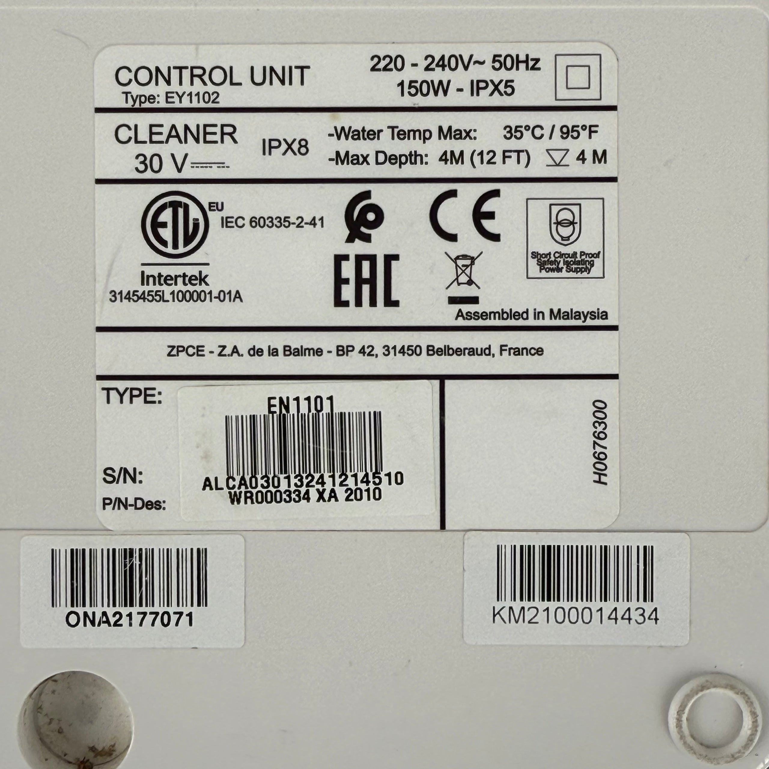 Pool Robot Power Supply Zodiac Voyager / Cnx / XA / R0899000 - EN1101 - Used (12-Month Warranty)