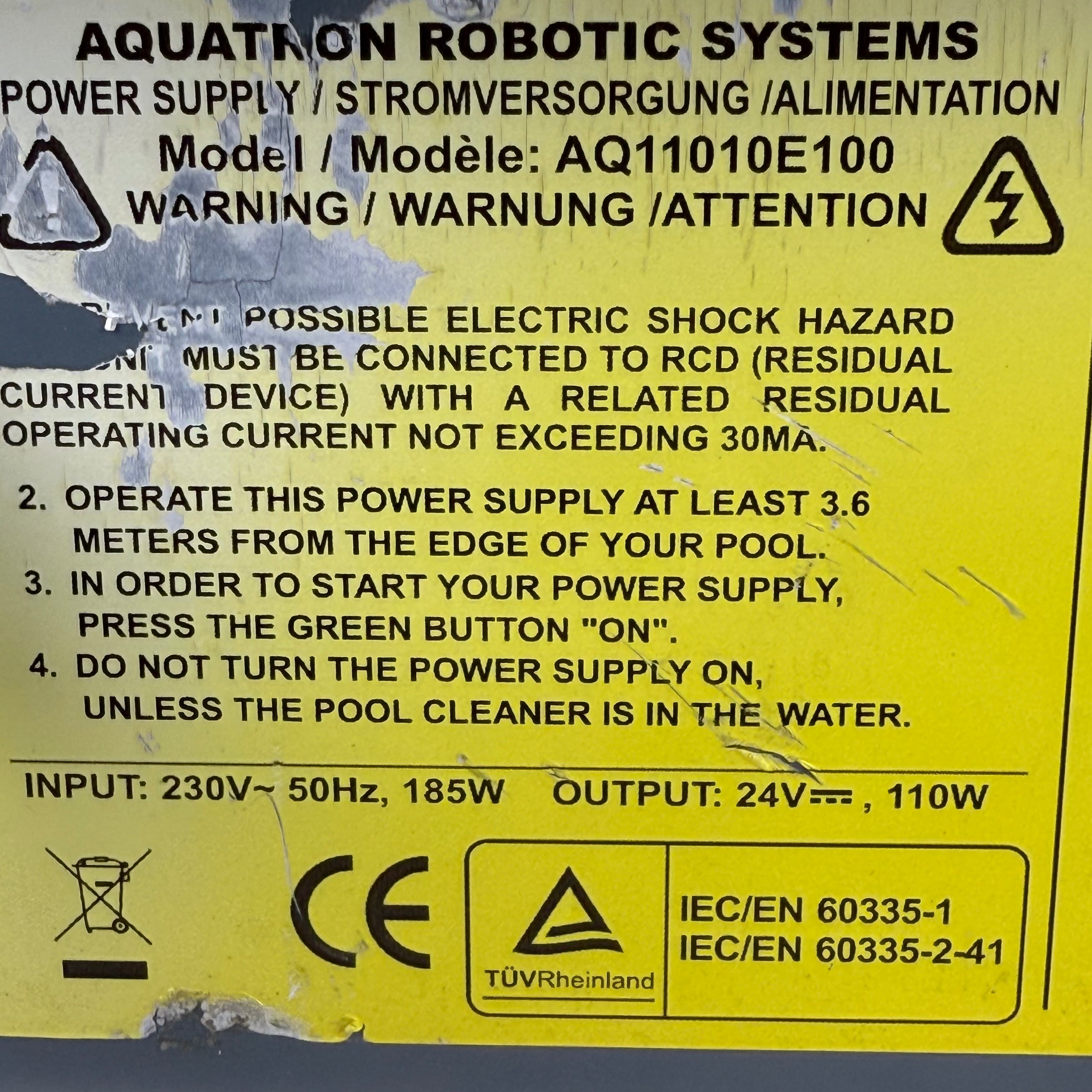 Power Supply for Aquabot / Aquatron AQ11010E100 Pool Robot - Used (12-Month Warranty)