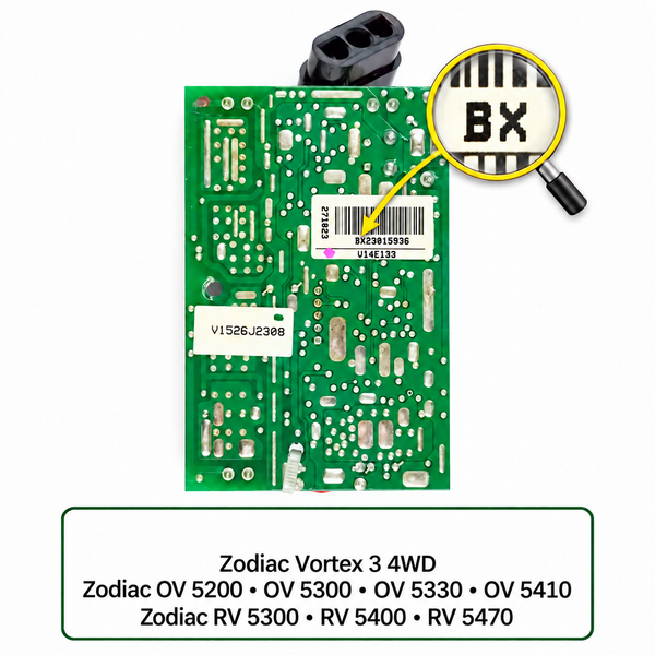 Placa electrónica para robot Zodiac Vortex 3 4WD / OV 5200-5300-5330-5410 / RV 5300-5400-5470 Tipo C | Usada (Garantía 12 meses)
